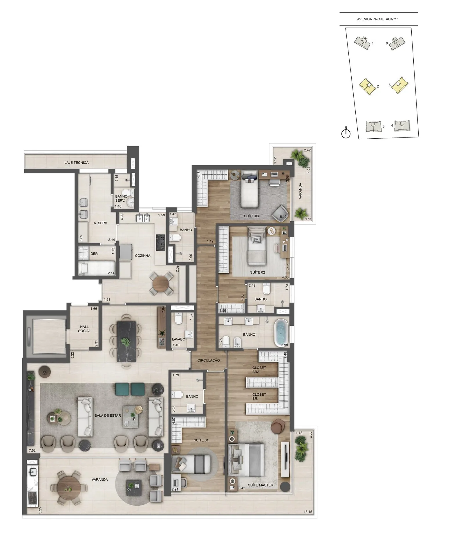 Planta 12: Oceana Golf Residence, apartamento de alto padrão na Barra da Tijuca, Rio de Janeiro