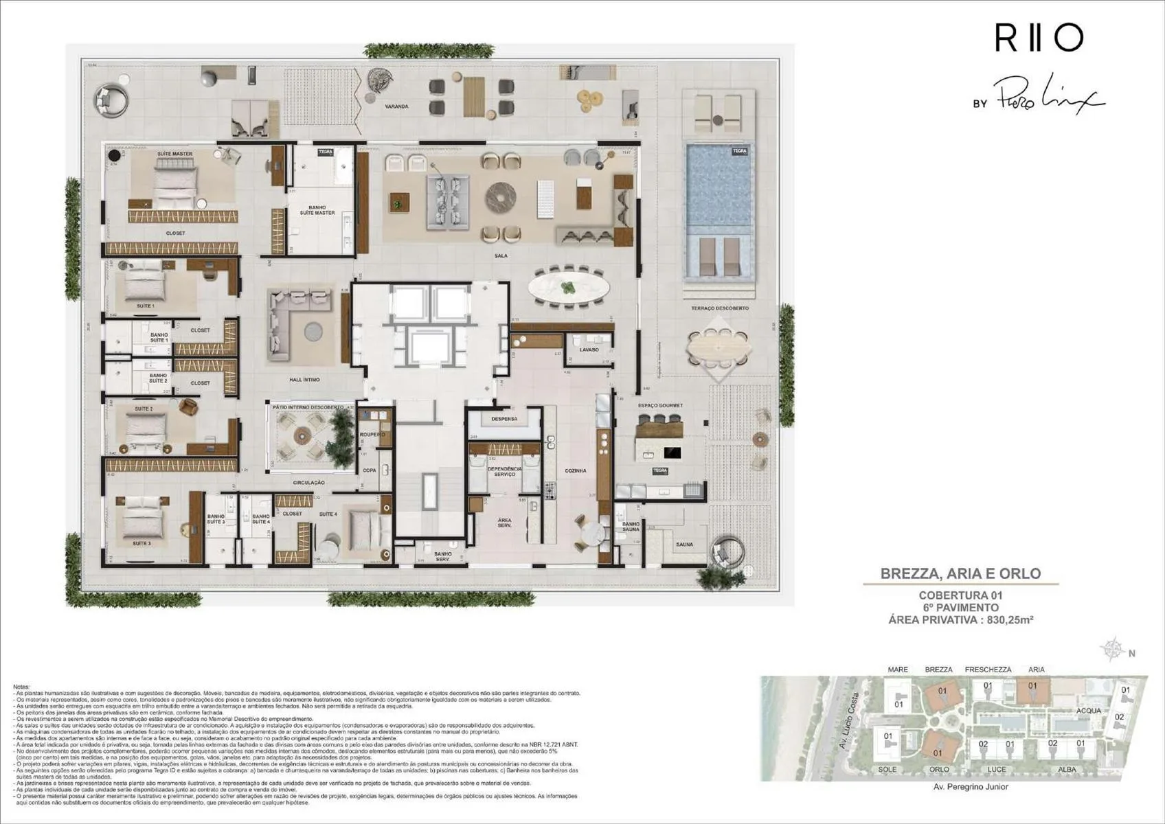 Planta 4: Riio by Piero Lissoni, apartamento de alto padrão na Barra da Tijuca, Rio de Janeiro