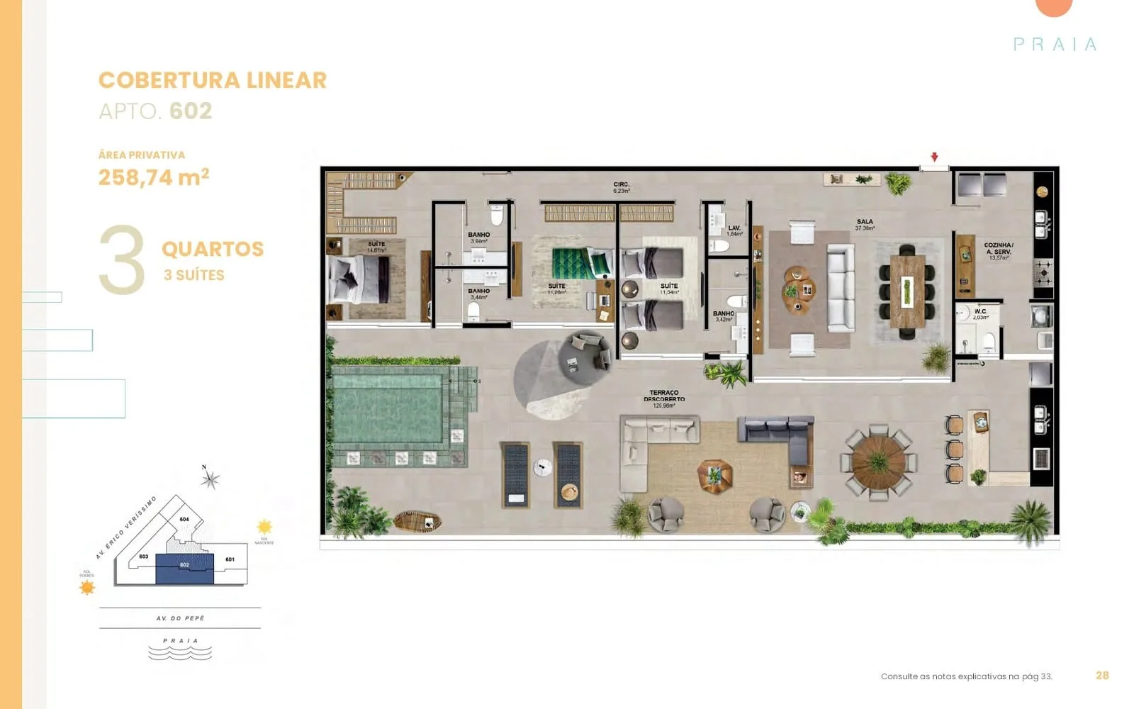 Planta 5: Praia Residencial Mar, apartamento de alto padrão na Barra da Tijuca, Rio de Janeiro