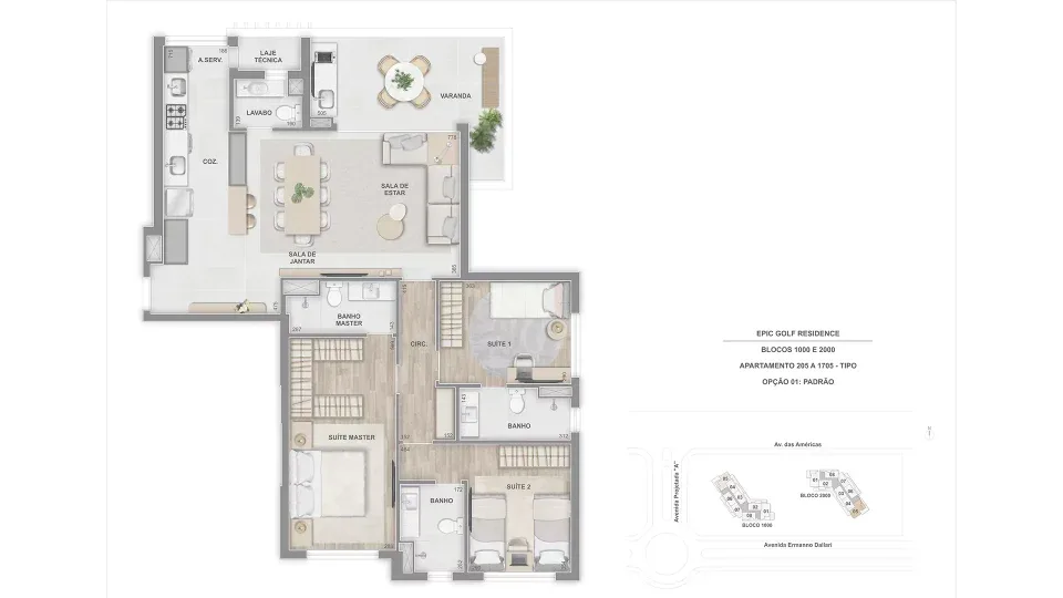 Planta 16: Epic Golf Residence, apartamento de alto padrão na Barra da Tijuca, Rio de Janeiro