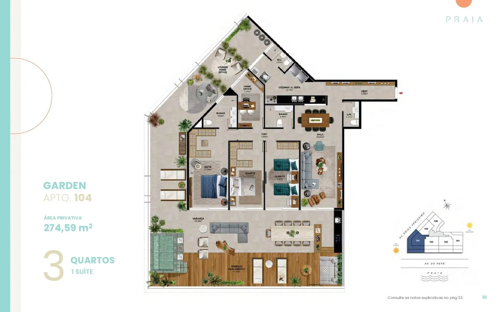 Planta 3: Praia Residencial Mar, apartamento de alto padrão na Barra da Tijuca, Rio de Janeiro