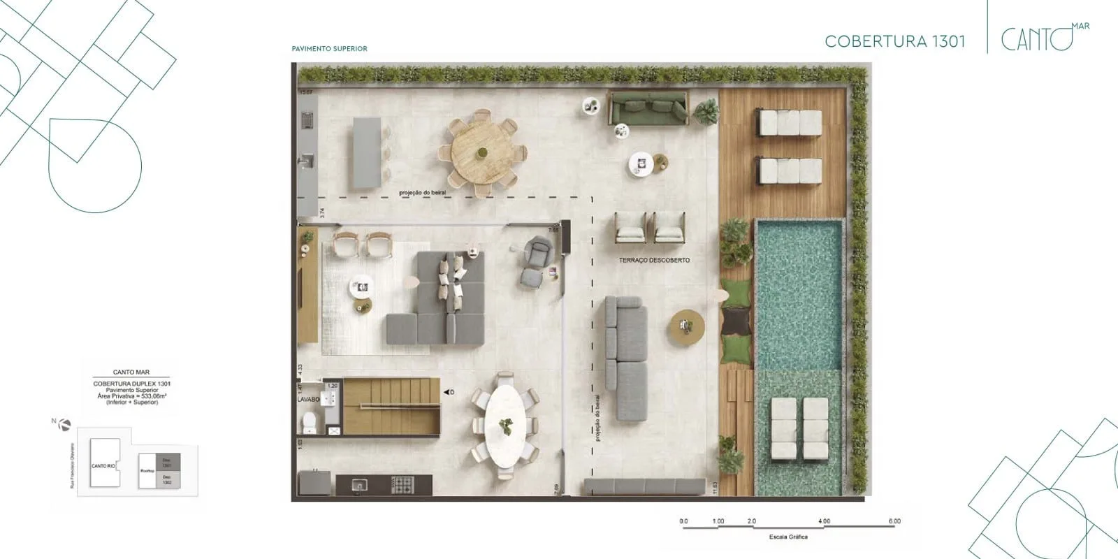 Planta 19: Canto Mar Arpoador, apartamento de alto padrão no Arpoador, Rio de Janeiro