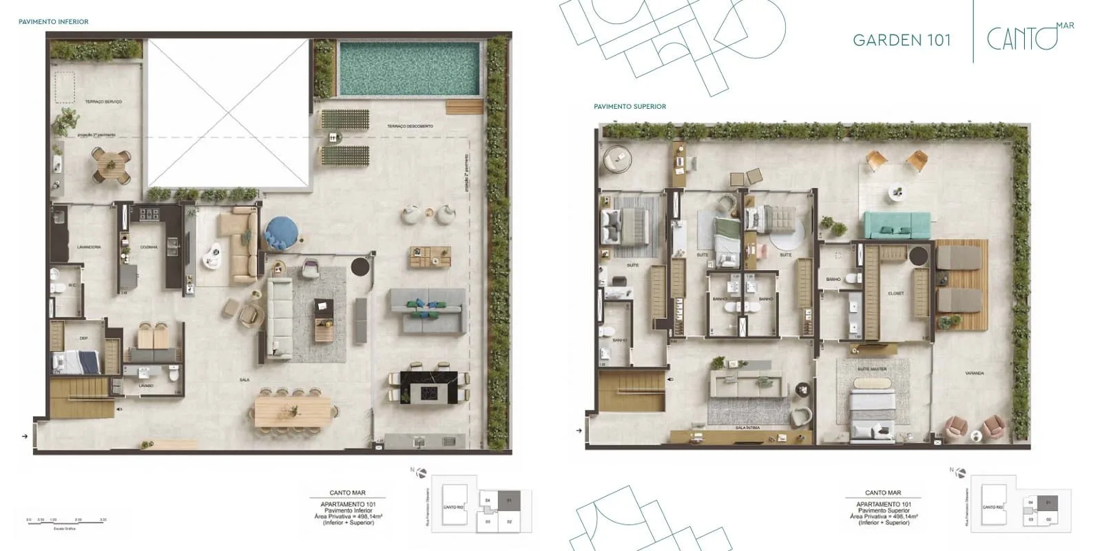 Planta 6: Canto Mar Arpoador, apartamento de alto padrão no Arpoador, Rio de Janeiro