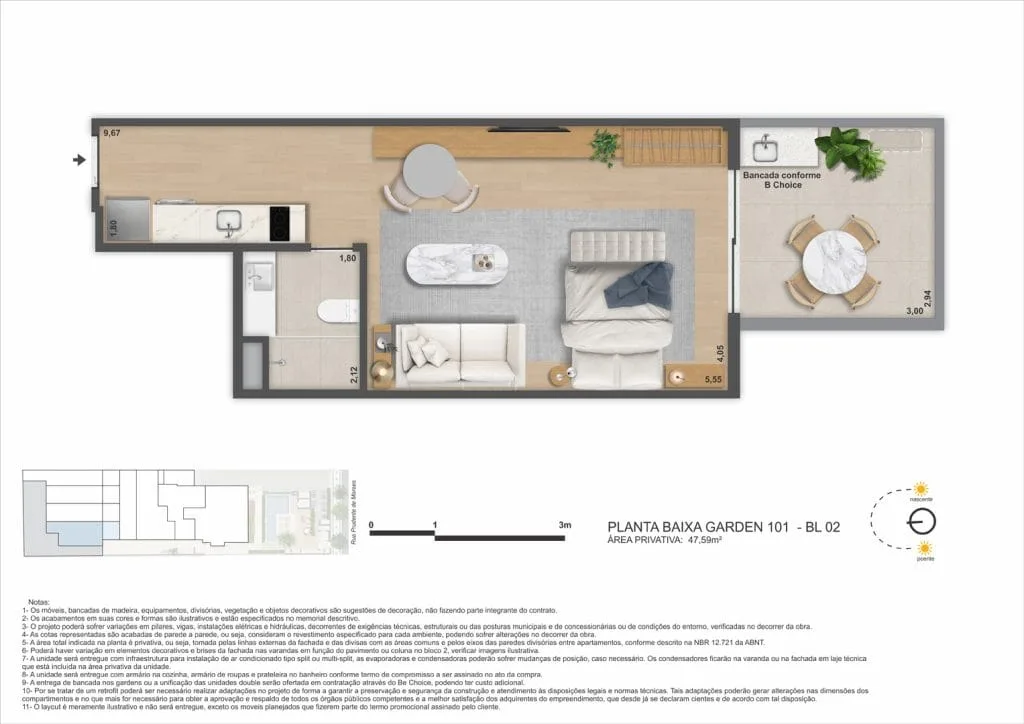 Planta 7: Ben in Rio Prudente 1356, studio de alto padrão em Ipanema, Rio de Janeiro