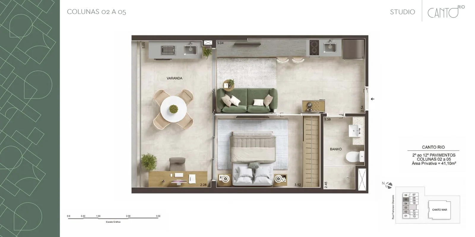 Planta 11: Canto Rio Arpoador, studio de alto padrão no Arpoador, Rio de Janeiro