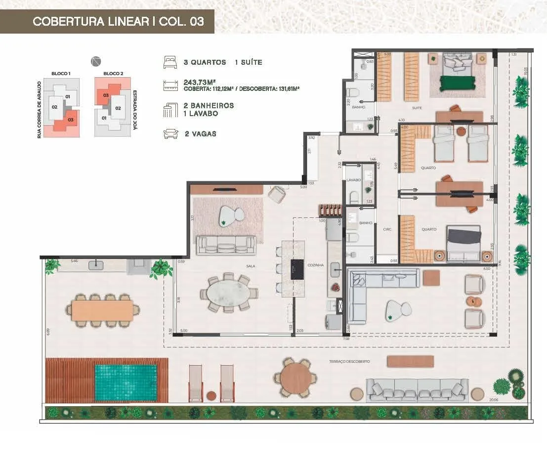Planta 9: Unique Barrinha Residence, apartamento de alto padrão na Barra da Tijuca, Rio de Janeiro