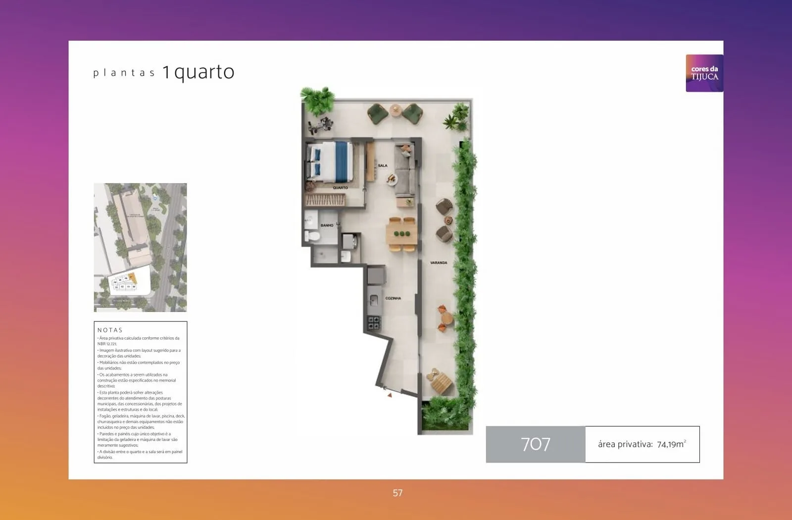Planta 21: Cores da Tijuca, studio de alto padrão na Tijuca, Rio de Janeiro