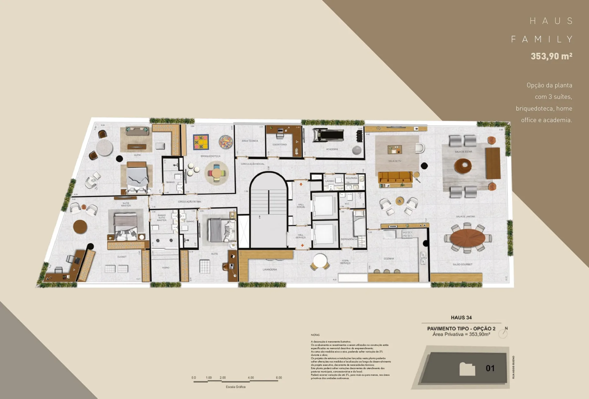 Planta 3: Haus 34 Botafogo, apartamento de alto padrão em Botafogo, Rio de Janeiro