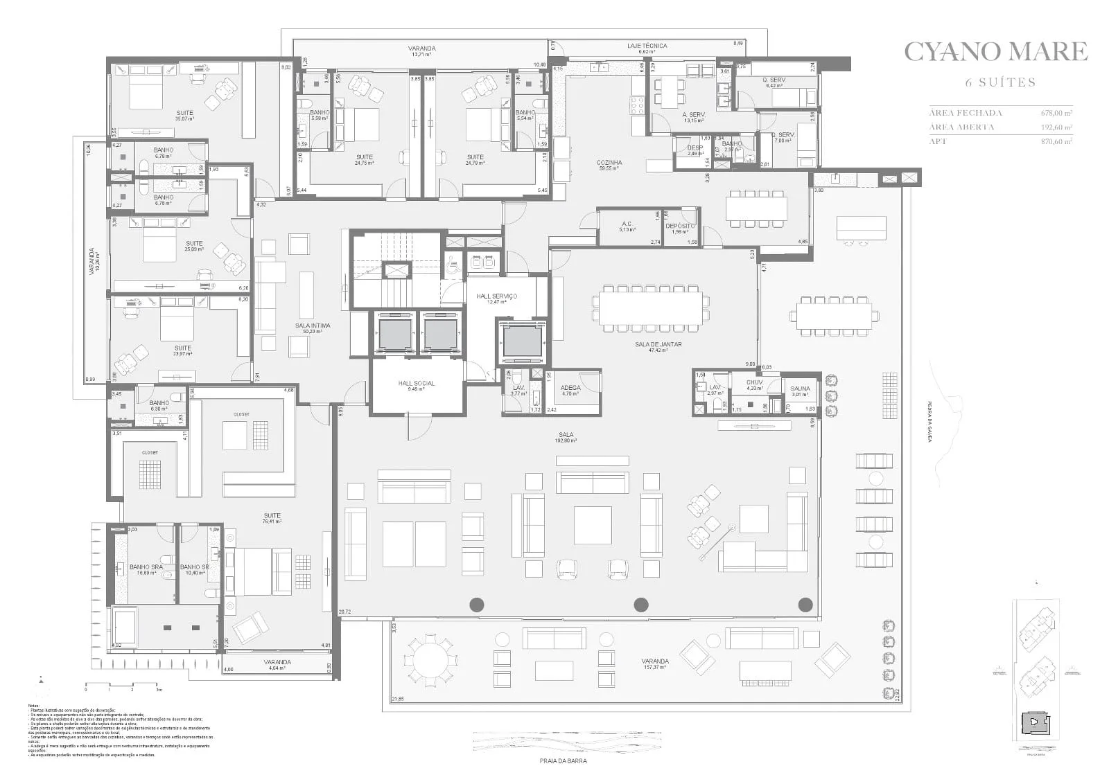Planta 1: Cyano Exclusive Residences, apartamento de alto padrão na Barra da Tijuca, Rio de Janeiro