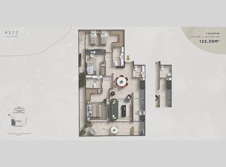 Planta 12: Arte Jardim Botânico, apartamento de alto padrão no Jardim Botânico, Rio de Janeiro