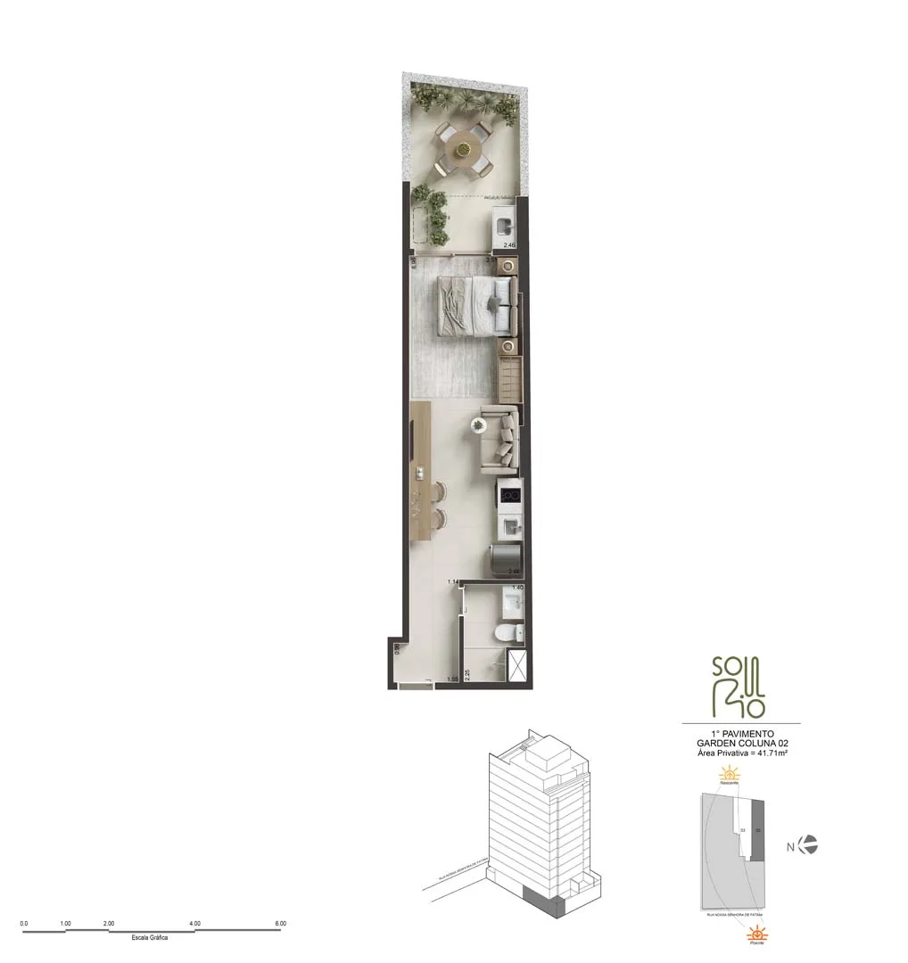 Planta 3: Soul Rio Nossa Senhora de Fátima, studio de alto padrão no Centro, Rio de Janeiro