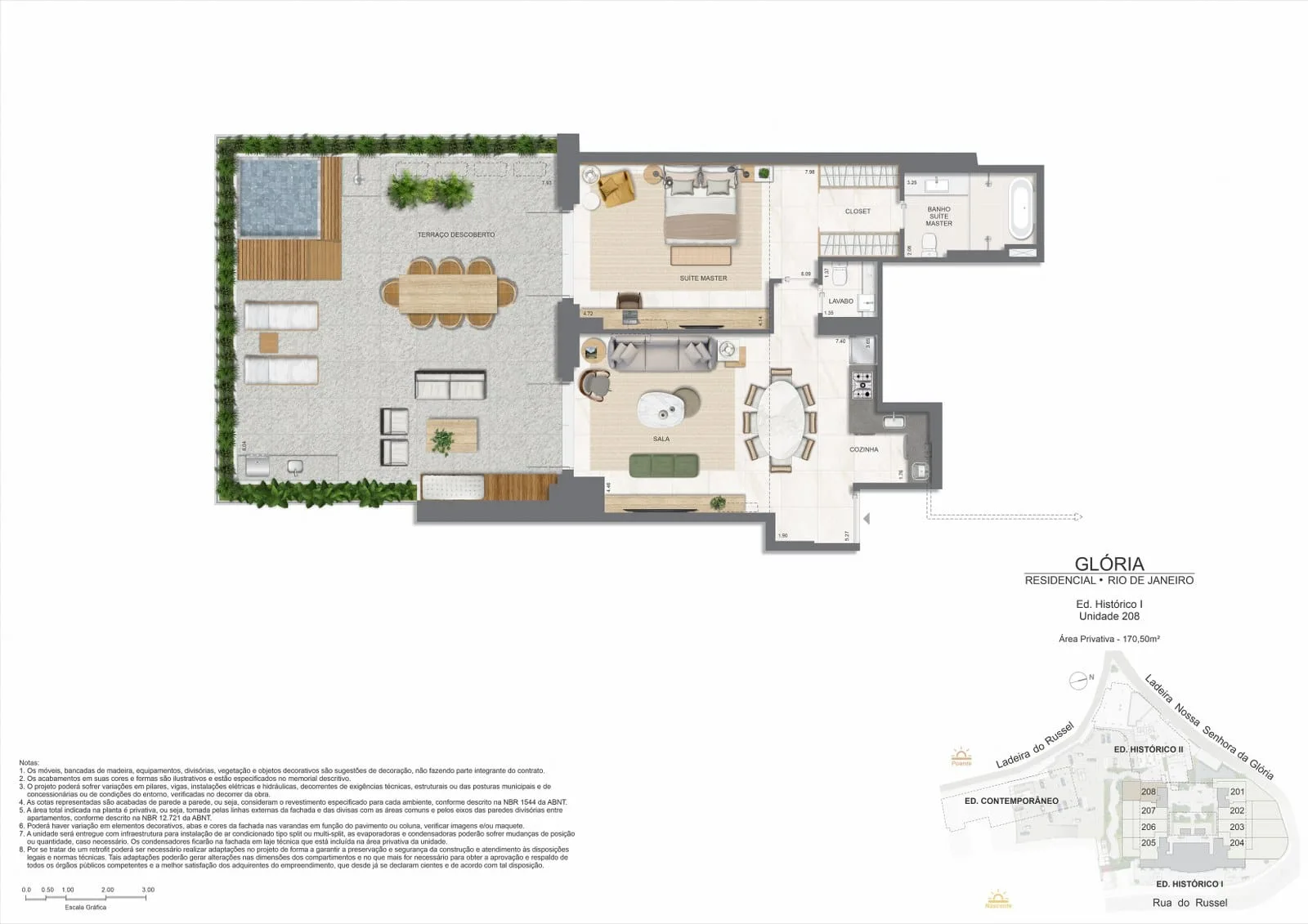 Planta 8: Glória Residencial, apartamento de alto padrão na Gávea, Rio de Janeiro