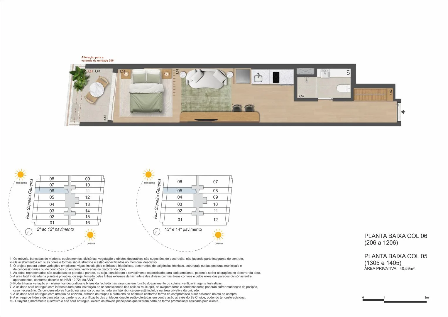 Planta 6: Ben in Rio Praia de Copacabana, studio de alto padrão em Copacabana, Rio de Janeiro
