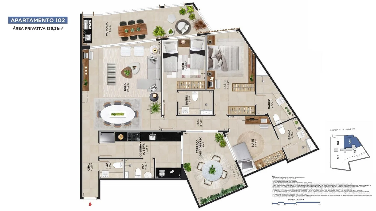 Planta 9: Ares Lagoa, apartamento de alto padrão na Lagoa, Rio de Janeiro