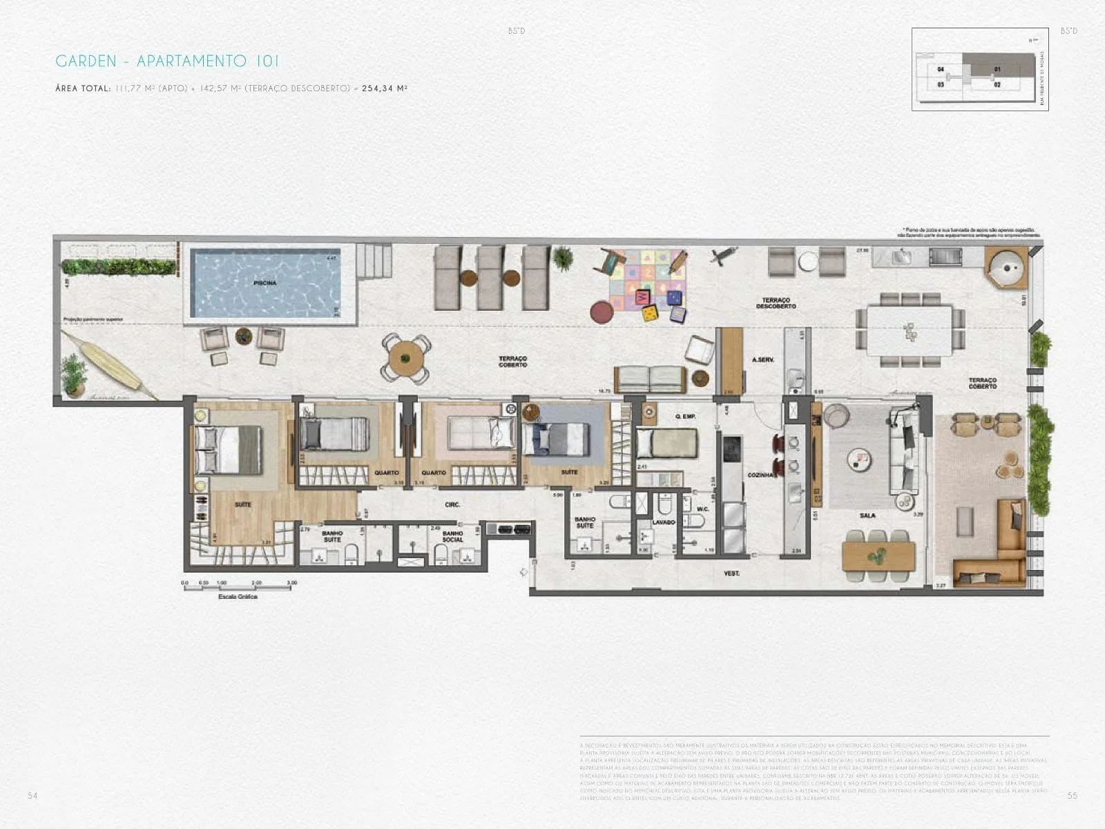 Planta 1: Nove Ipanema Mozak, apartamento de alto padrão em Ipanema, Rio de Janeiro