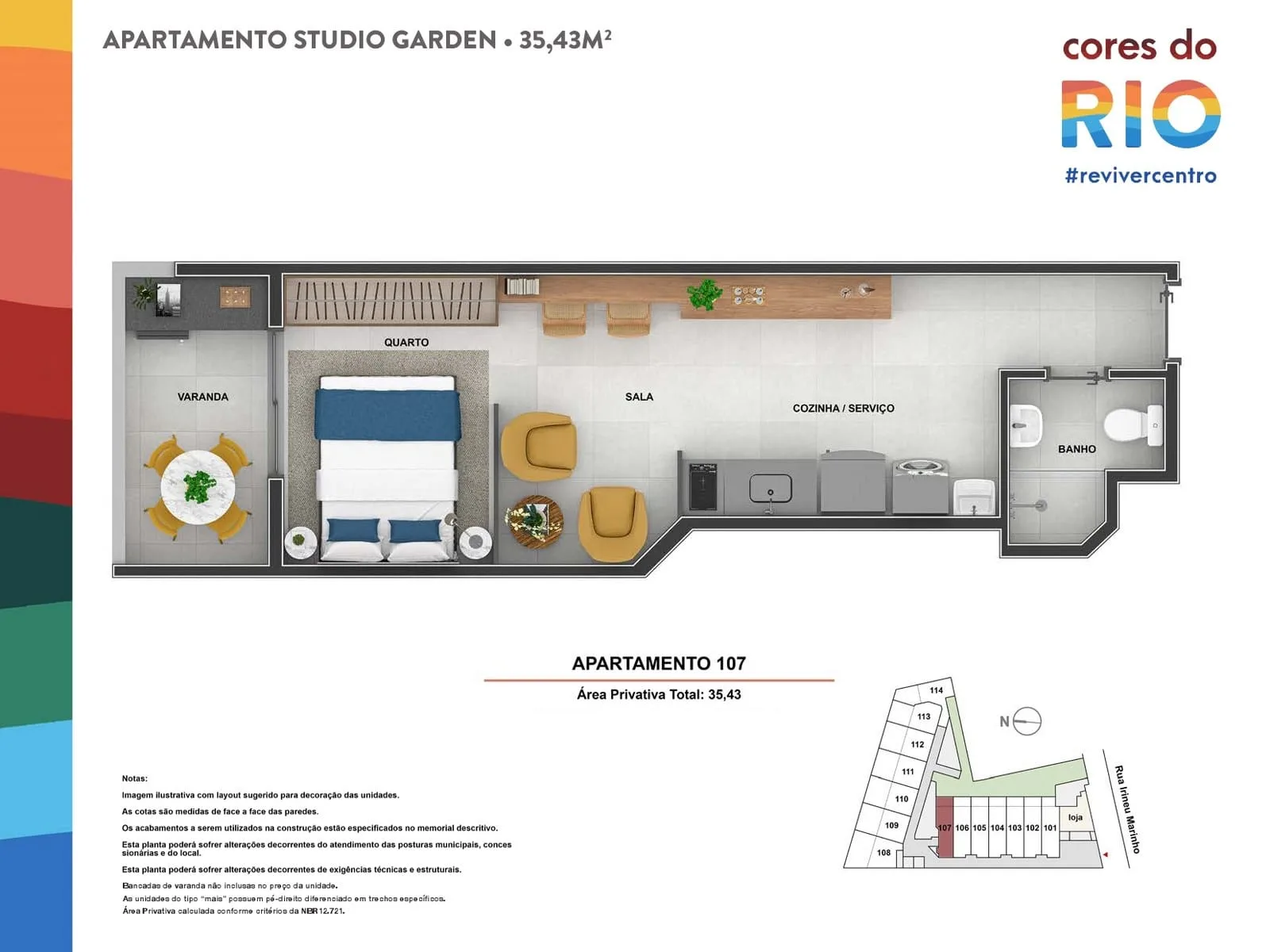 Planta 4: Cores do Rio, studio de alto padrão no Centro, Rio de Janeiro