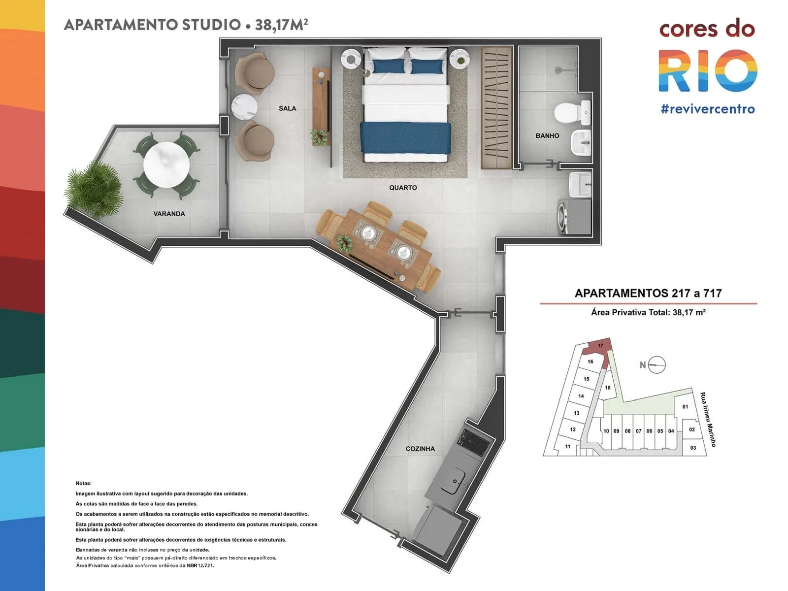 Planta 18: Cores do Rio, studio de alto padrão no Centro, Rio de Janeiro