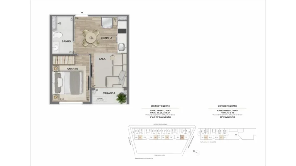 Planta 6: Connect Square, studio de alto padrão no Centro, Rio de Janeiro