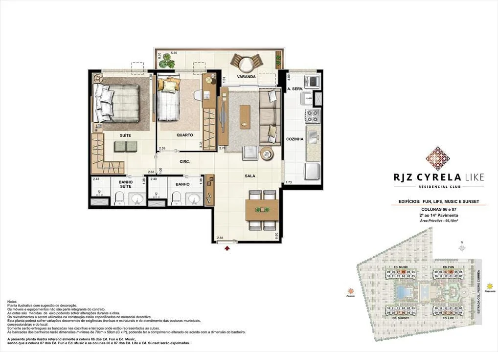 Planta 6: RJZ Cyrela Like, apartamento de alto padrão na Barra da Tijuca, Rio de Janeiro