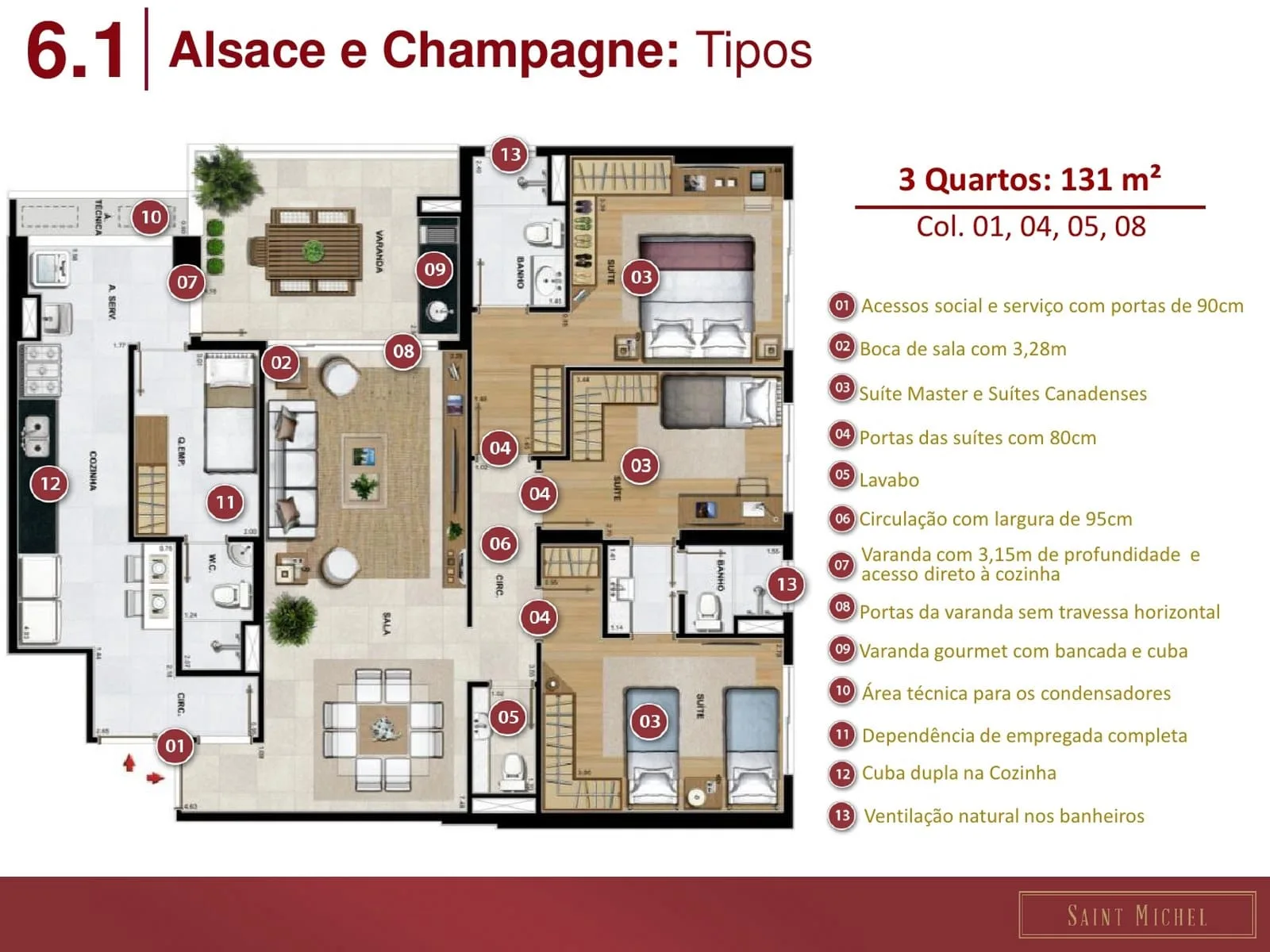 Planta 1: Saint Michel Ilha Pura, apartamento de alto padrão na Barra da Tijuca, Rio de Janeiro