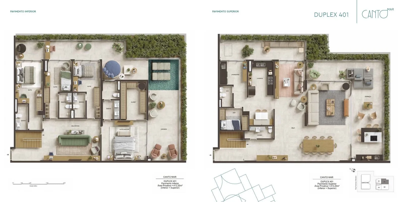Planta 10: Canto Mar Arpoador, apartamento de alto padrão no Arpoador, Rio de Janeiro