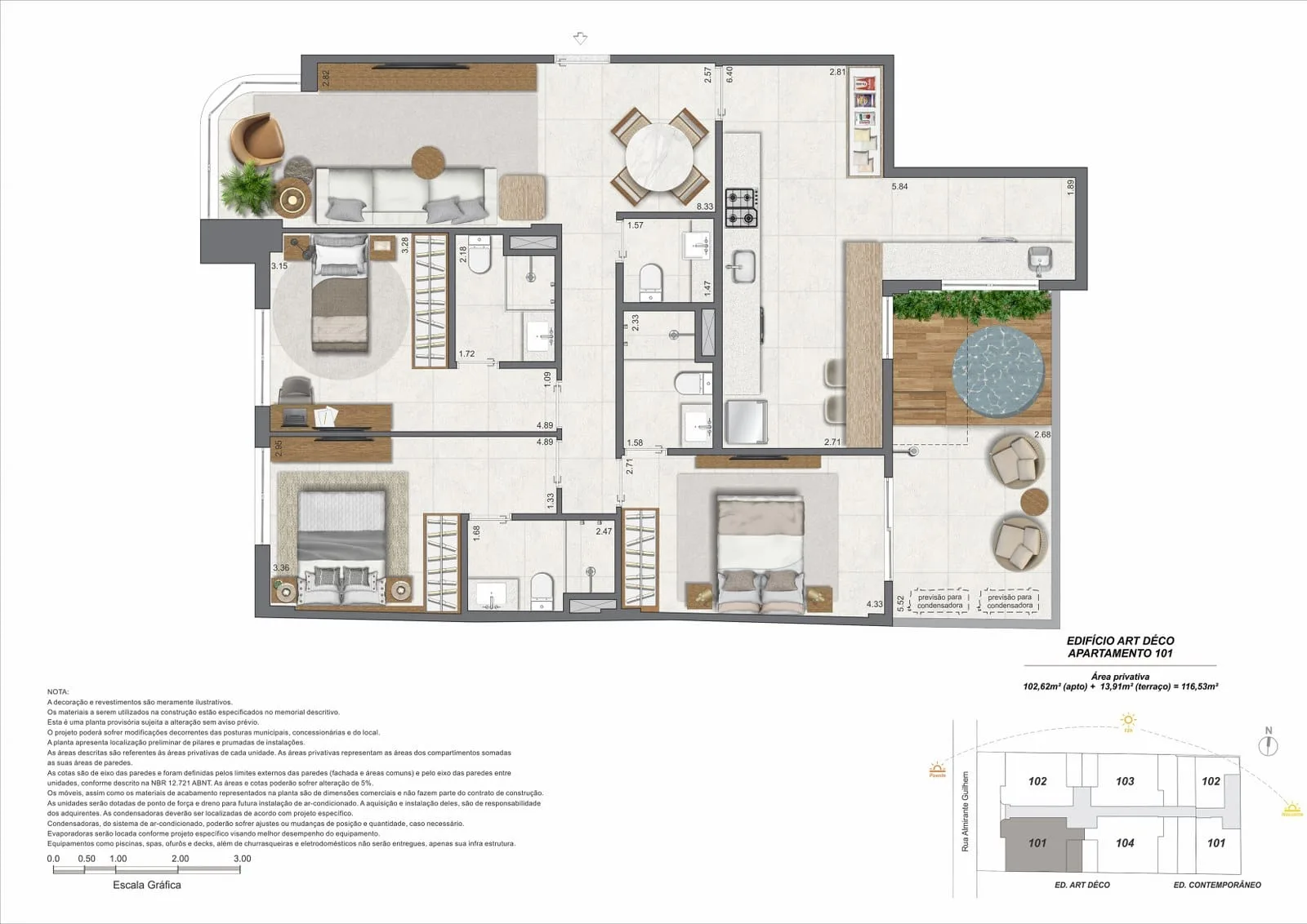 Planta 1: Paradís Mozak, apartamento de alto padrão no Leblon, Rio de Janeiro