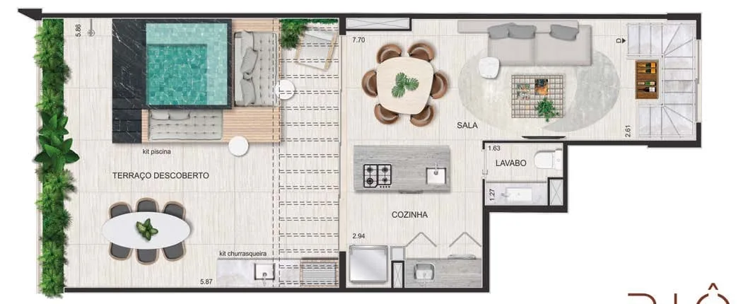 Planta 7: Riô Signature, studio de alto padrão em Ipanema, Rio de Janeiro
