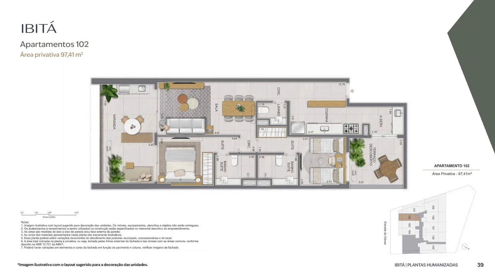 Planta 1: Casas Ibitá São Conrado, apartamento de alto padrão em São Conrado, Rio de Janeiro