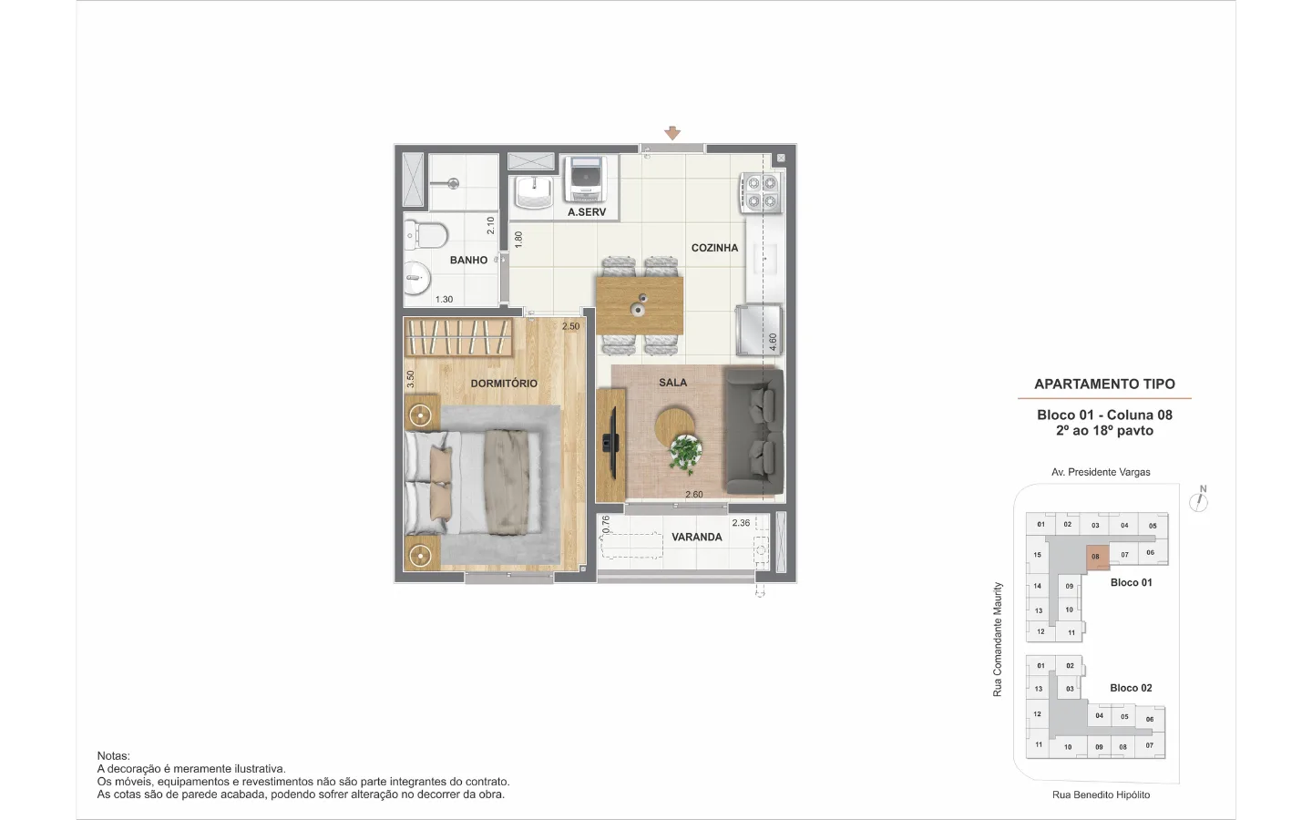 Planta 4: Saudosa Praça Onze Residencial, studio de alto padrão no Centro, Rio de Janeiro