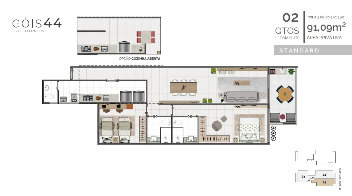 Planta 7: Góis 44 Hype Apartments, apartamento de alto padrão em Botafogo, Rio de Janeiro