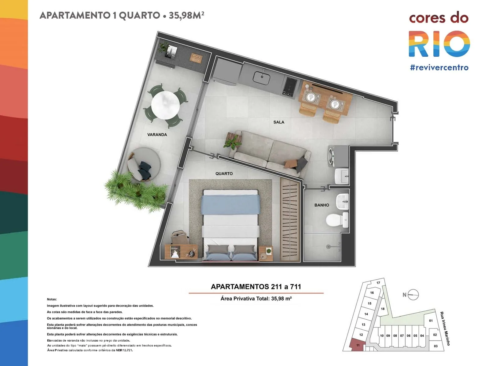 Planta 15: Cores do Rio, studio de alto padrão no Centro, Rio de Janeiro