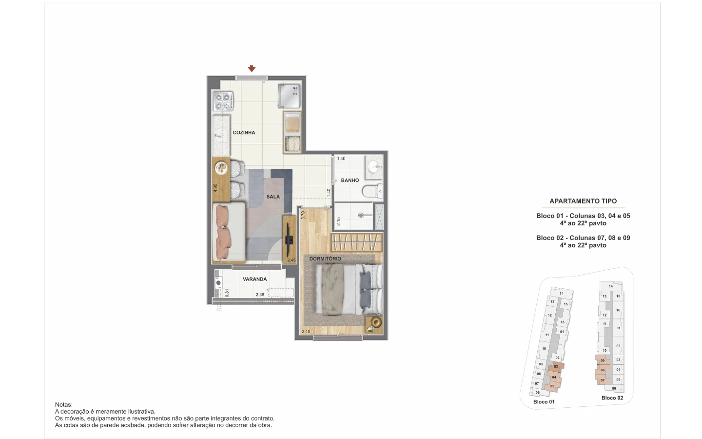 Planta 2: The Pier Residencial, studio de alto padrão no Centro, Rio de Janeiro