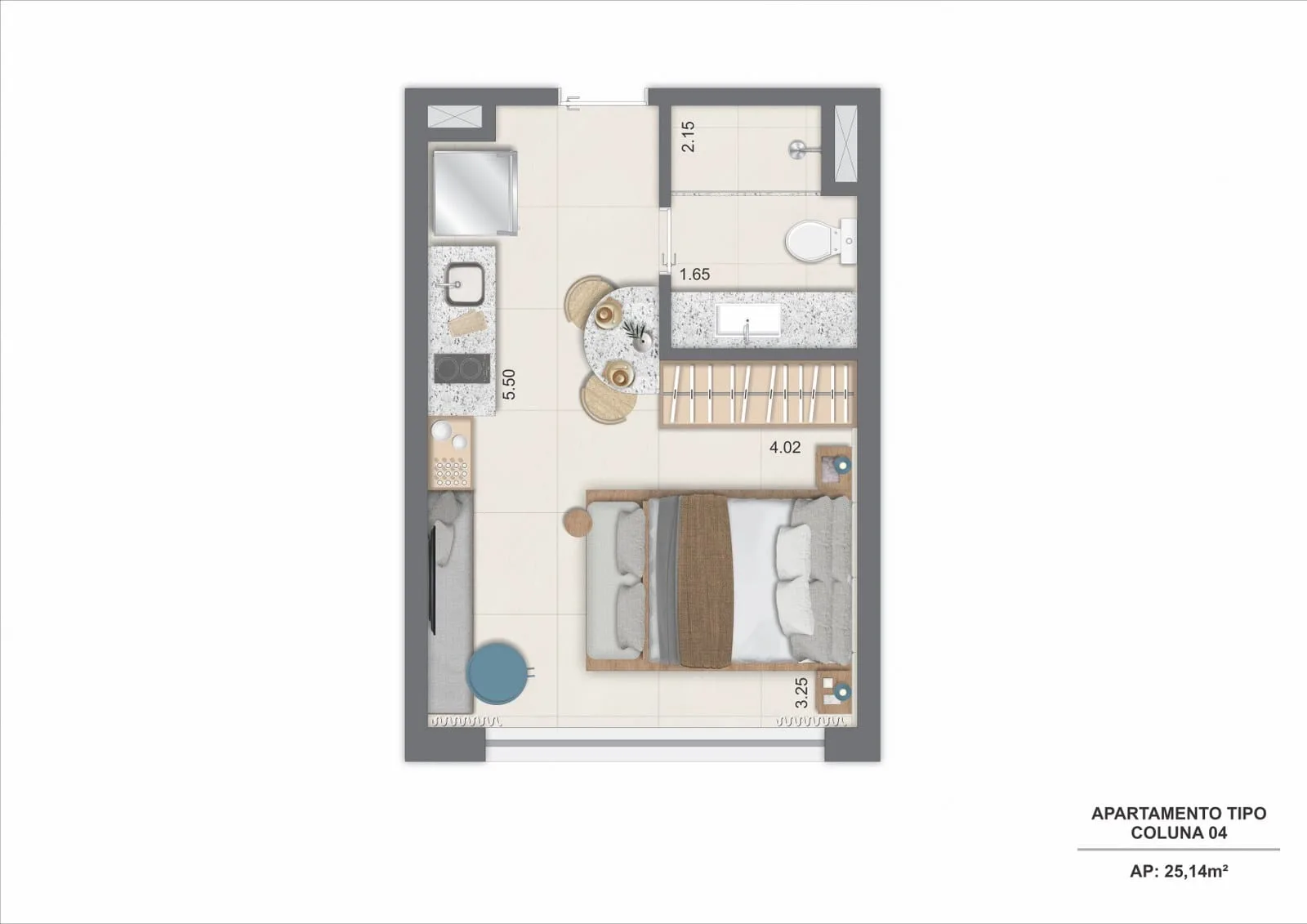 Planta 2: Sal Rio Residence, studio de alto padrão no Centro, Rio de Janeiro