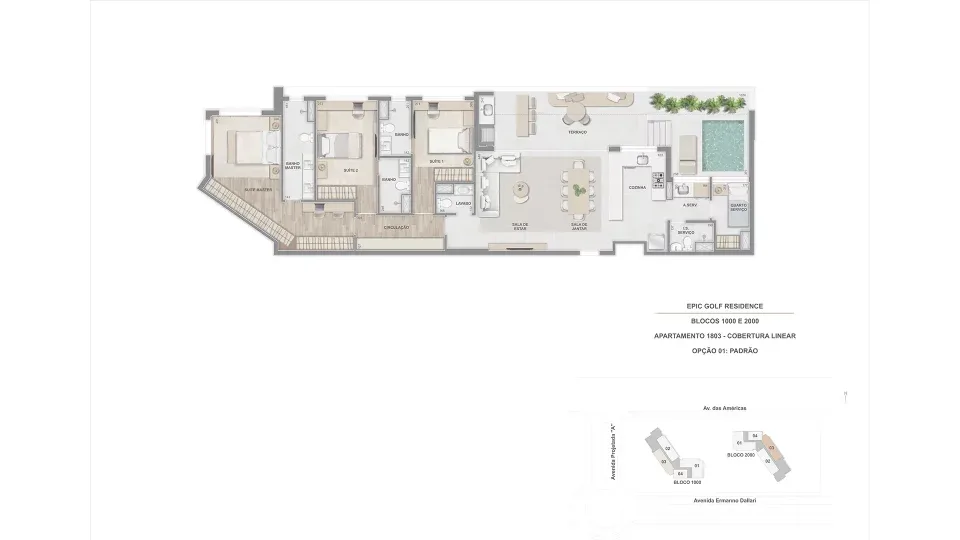 Planta 23: Epic Golf Residence, apartamento de alto padrão na Barra da Tijuca, Rio de Janeiro
