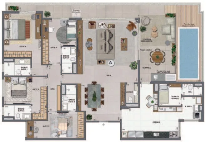 Planta 18: Iconyc By Yoo, apartamento de alto padrão em Botafogo, Rio de Janeiro