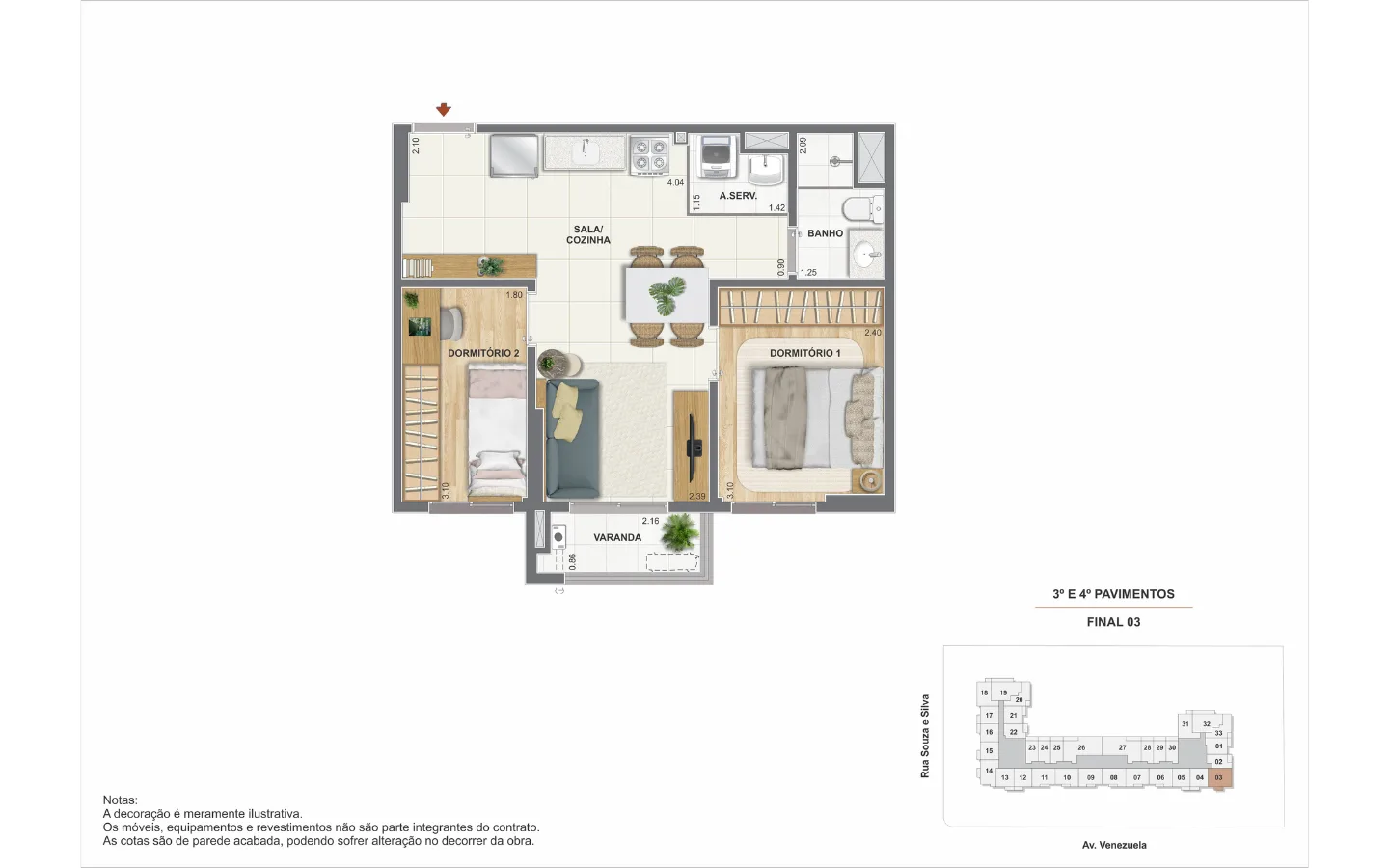 Planta 7: Orla Mauá , studio de alto padrão no Centro, Rio de Janeiro