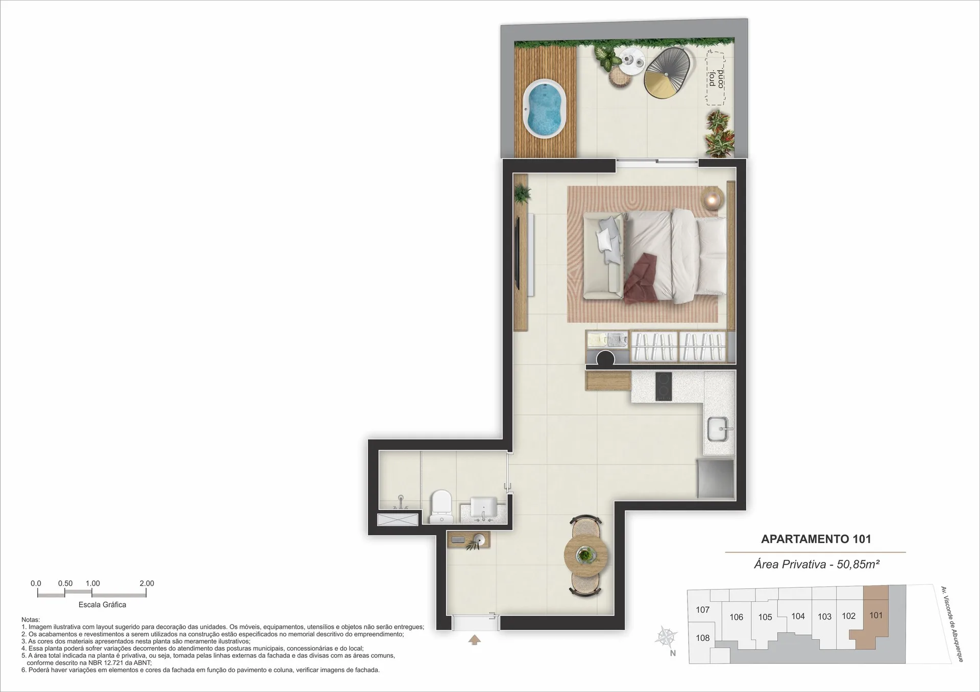 Planta 1: Stay 360 Leblon, apartamento de alto padrão no Leblon, Rio de Janeiro