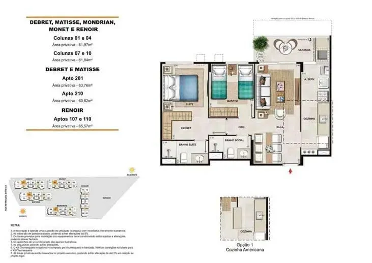 Planta 1: Américas Club Residence Recreio, casa de alto padrão no Recreio dos Bandeirantes, Rio de Janeiro