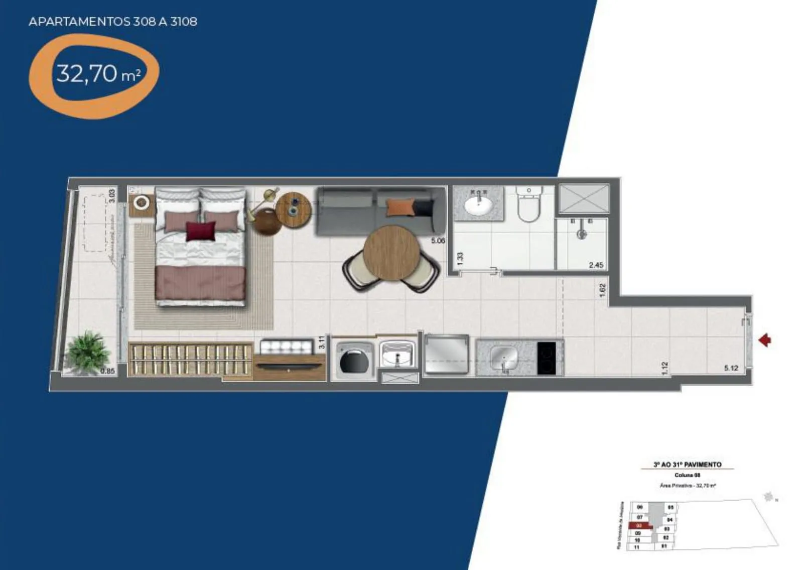 Planta 12: Residencial Skylux, studio de alto padrão no Centro, Rio de Janeiro