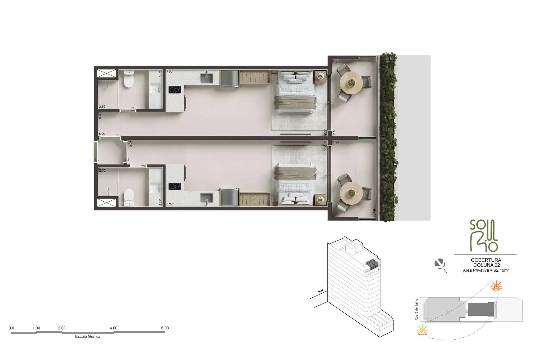 Planta 14: Soul Rio Cinco de Julho, studio de alto padrão em Copacabana, Rio de Janeiro