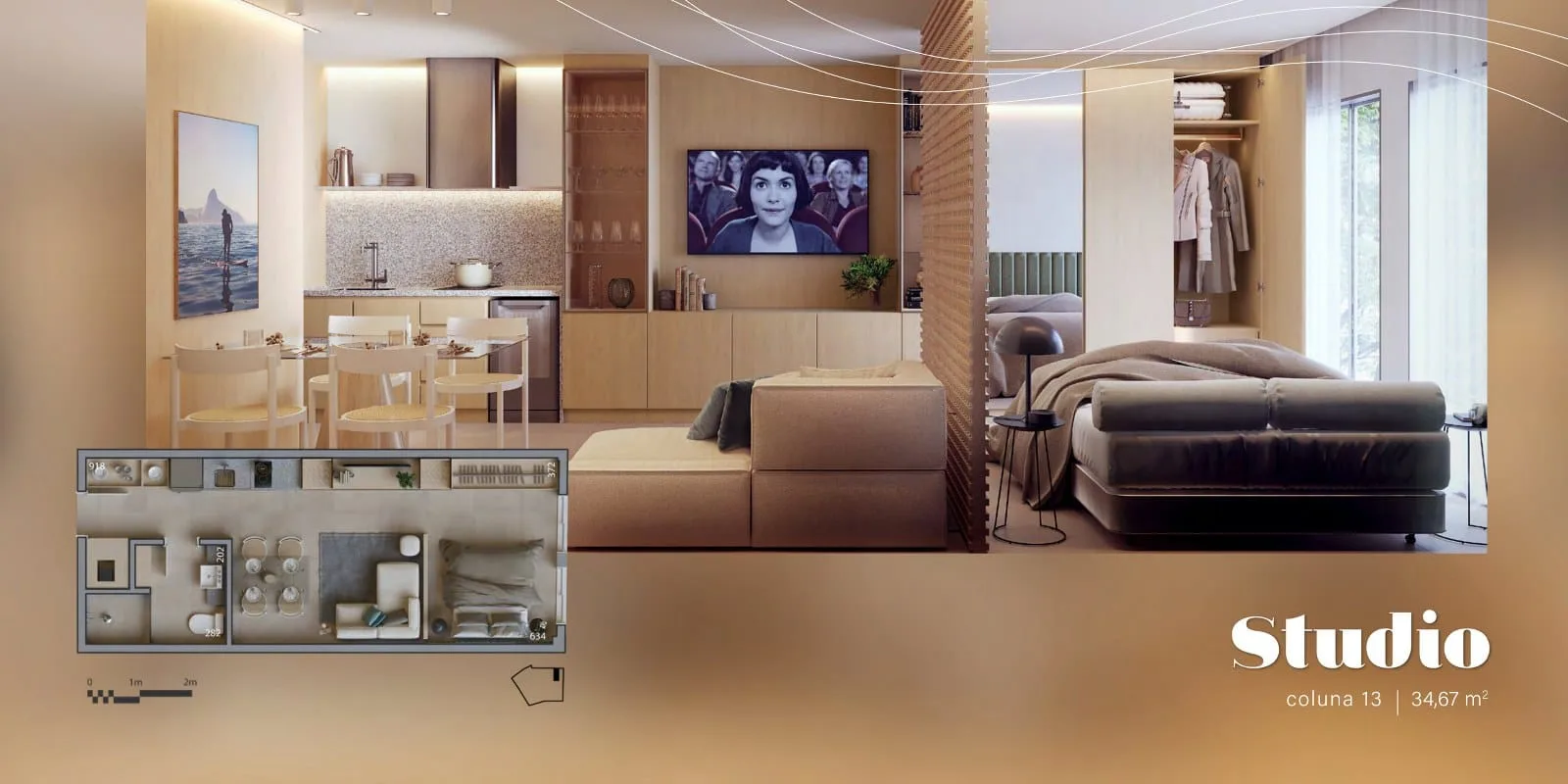 Planta 14: Glória Del Art Co Living, studio de alto padrão na Glória, Rio de Janeiro