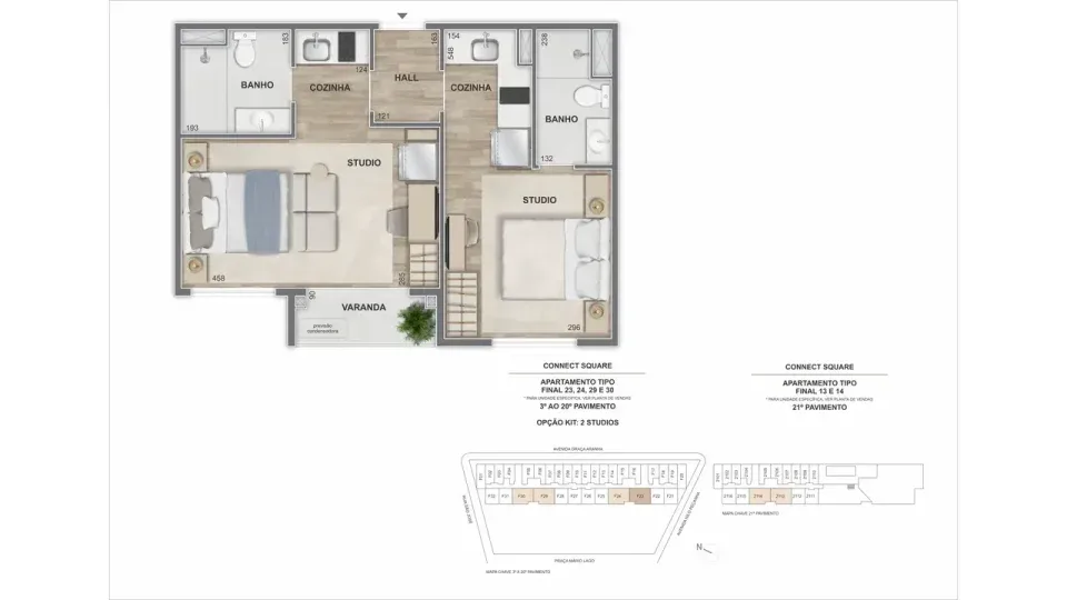 Planta 7: Connect Square, studio de alto padrão no Centro, Rio de Janeiro