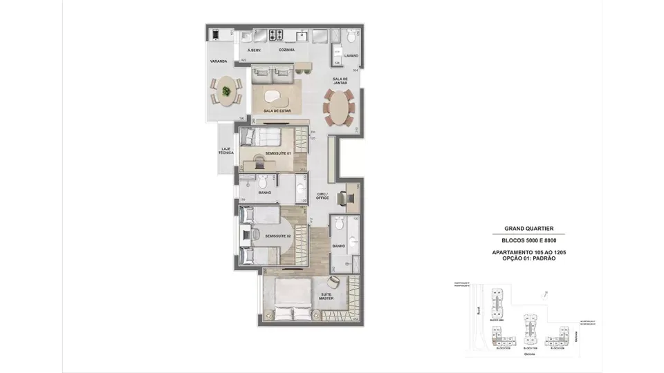 Planta 8: Grand Quartier, apartamento de alto padrão na Barra da Tijuca, Rio de Janeiro