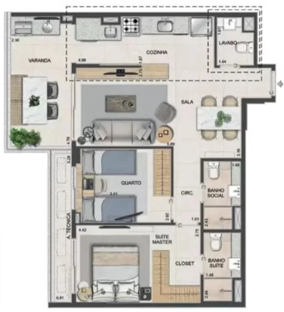 Planta 6: Tiê Residencial, apartamento de alto padrão na Tijuca, Rio de Janeiro