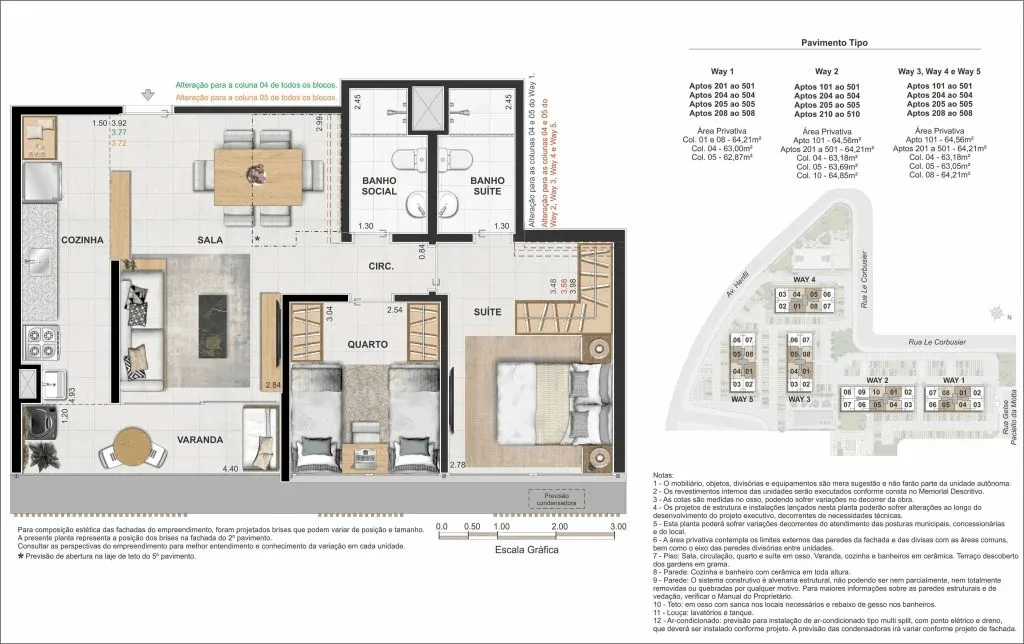 Planta 2: Way Barra Bonita, apartamento de alto padrão no Recreio dos Bandeirantes, Rio de Janeiro