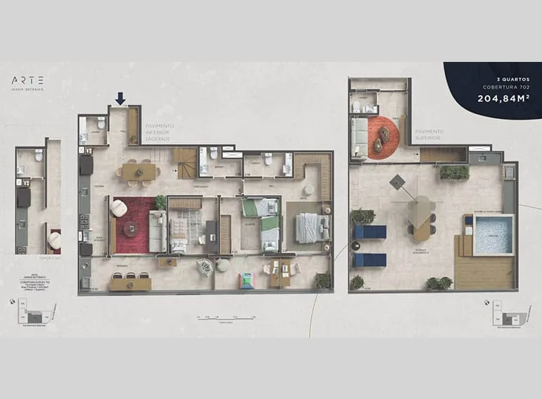 Planta 3: Arte Jardim Botânico, apartamento de alto padrão no Jardim Botânico, Rio de Janeiro