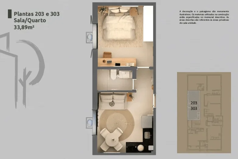 Planta 9: Residencial Vilares Copacabana, studio de alto padrão em Copacabana, Rio de Janeiro