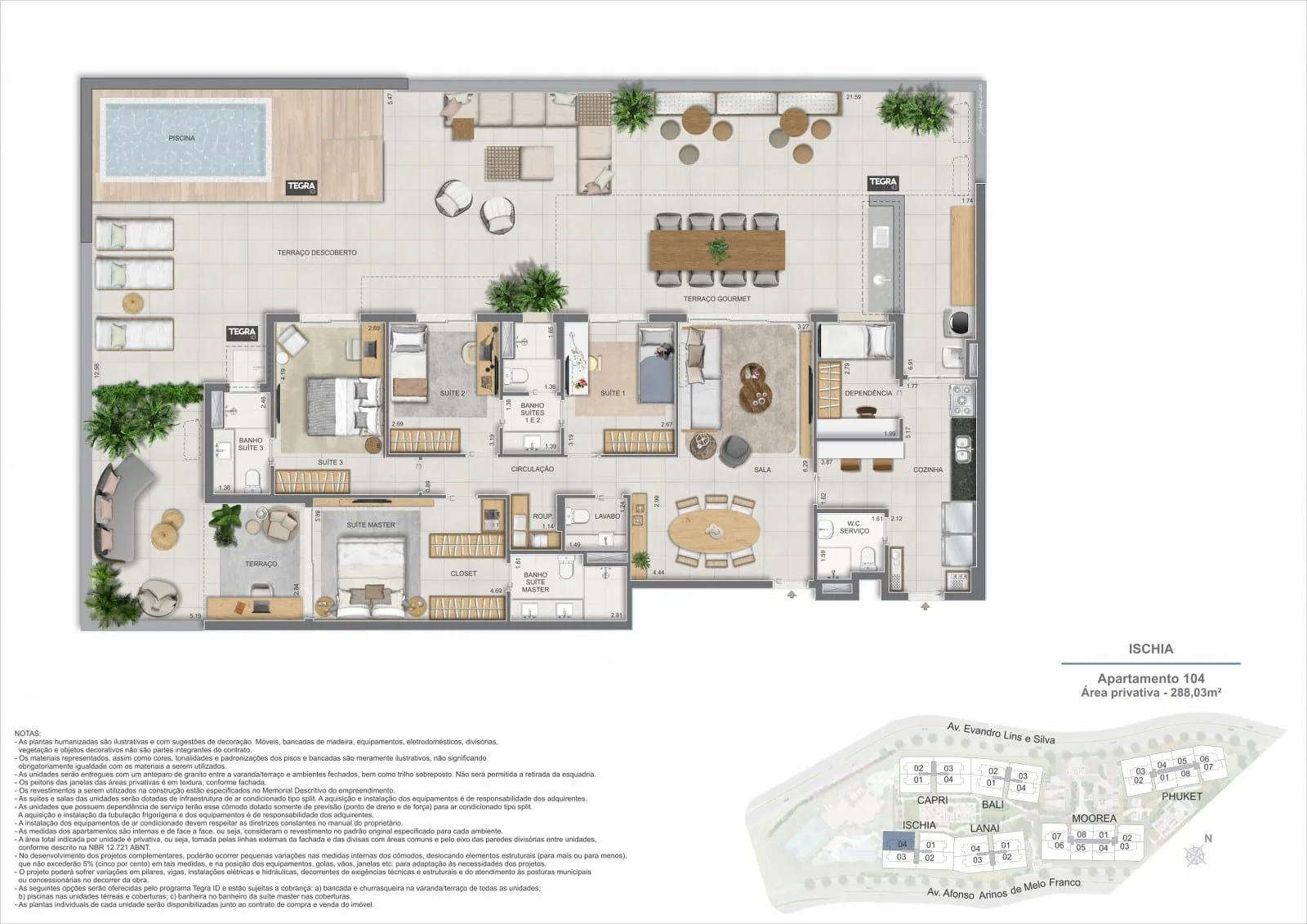 Planta 13: Gaea Home Resort, apartamento de alto padrão na Barra da Tijuca, Rio de Janeiro