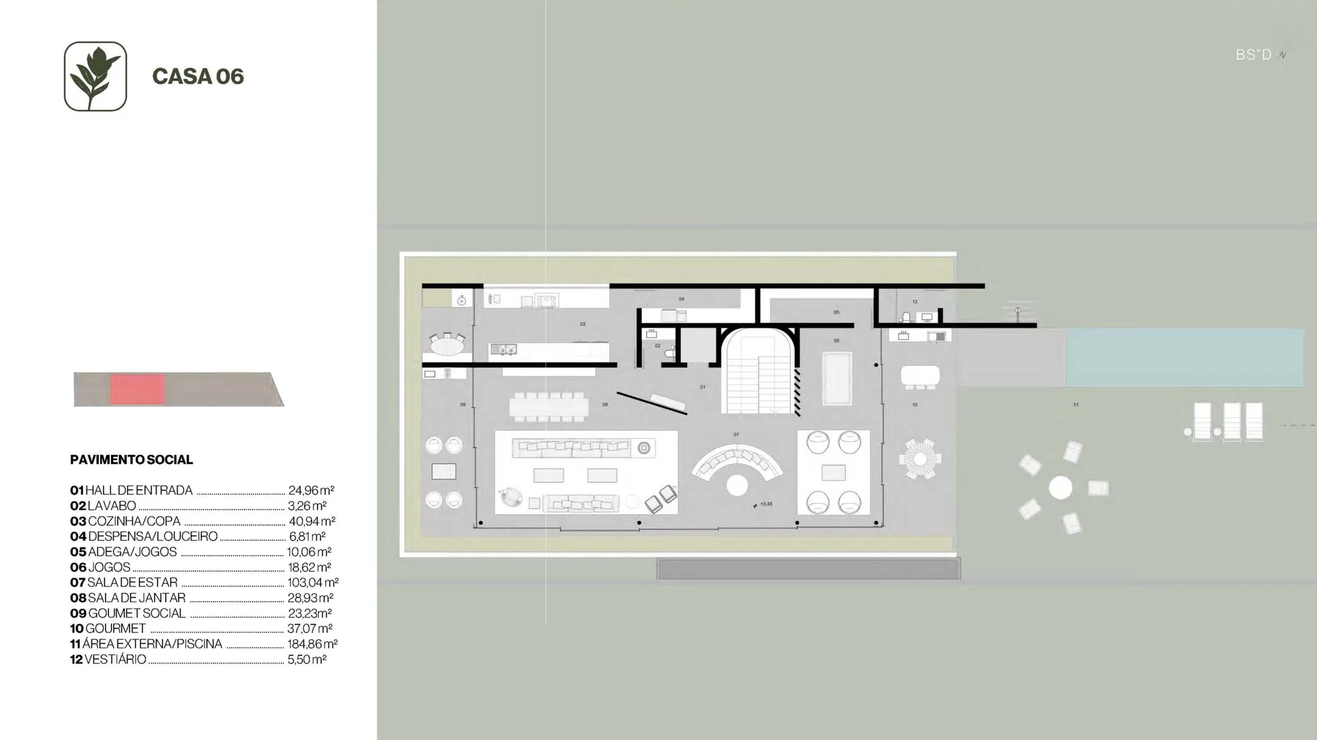 Planta 23: Estância Pernambuco Mozak, apartamento de alto padrão no Leblon, Rio de Janeiro