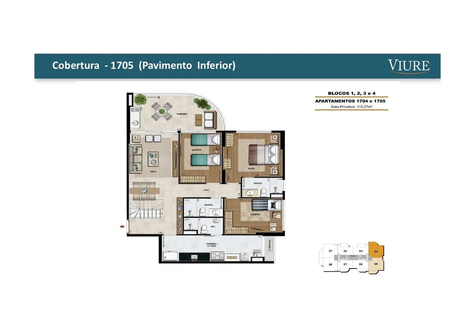 Planta 10: Viure Ilha Pura, apartamento de alto padrão na Barra da Tijuca, Rio de Janeiro
